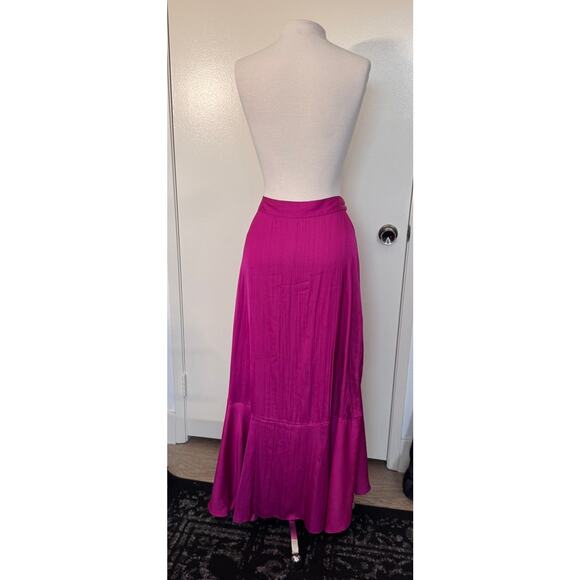 Maeve Ruffled Wrap Maxi Skirt Pink/Purple Size Medium - Picture 2 of 3